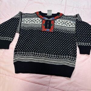 Dale of Norway Sweater, Black/Multi, Collar Detail, Women’s Medium(?)